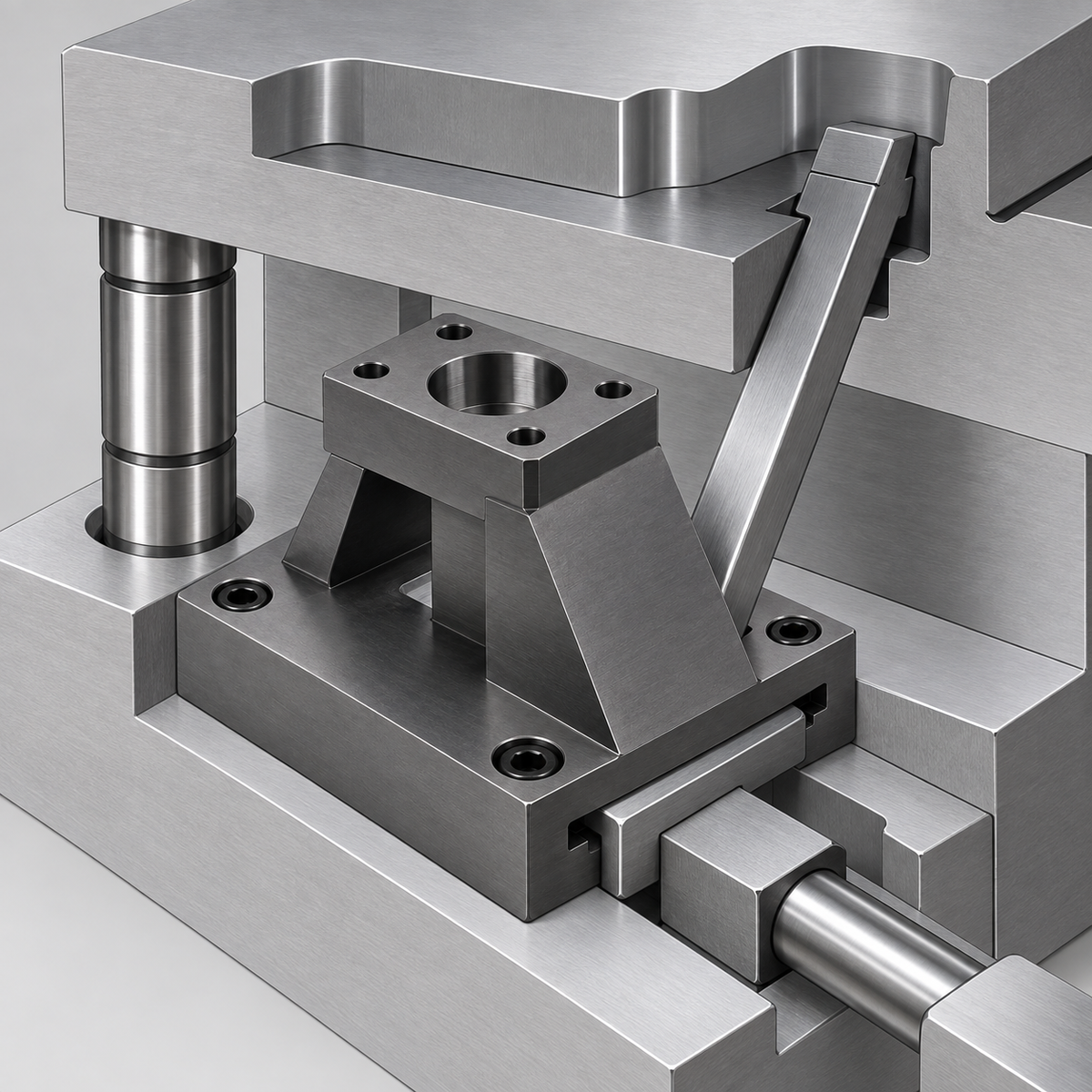 Representative A-type lifter base installed in an injection mold angle-lifter assembly