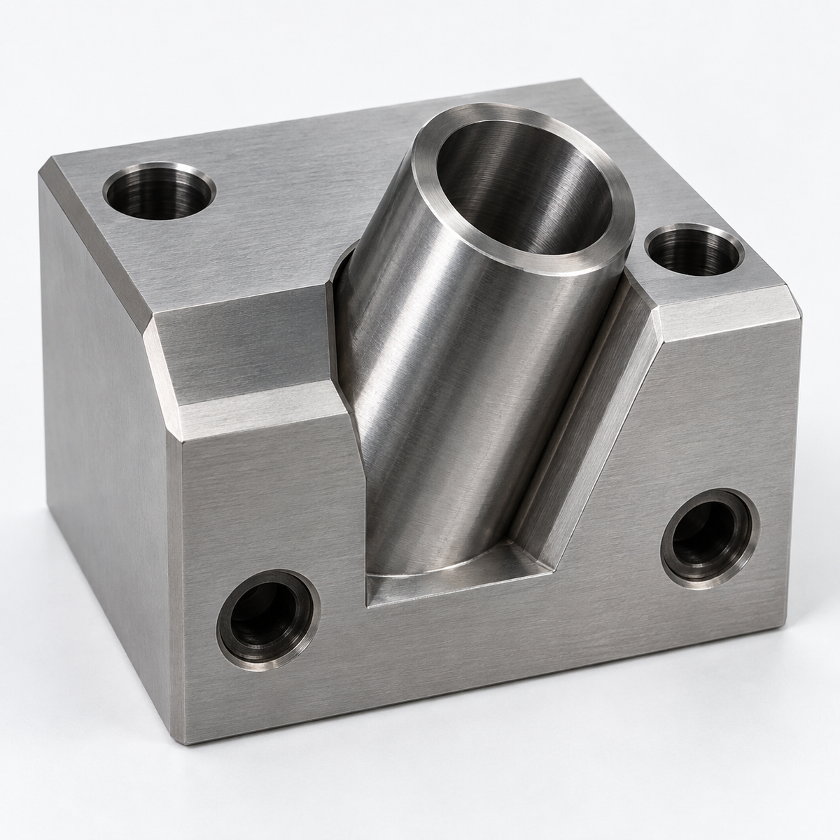 Angle pin fixing block inclined bore detail