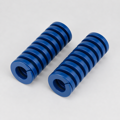 Blue rectangular-wire die springs angled product view