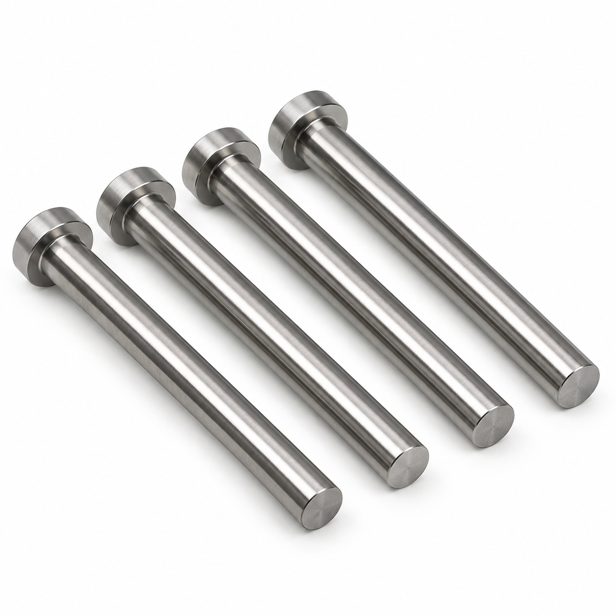 Four injection-mold return pins, one complete mold set
