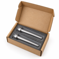 Two precision angle pins in protective shipping packaging