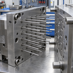 Through-hardened ejector pins installed in a mold ejector assembly