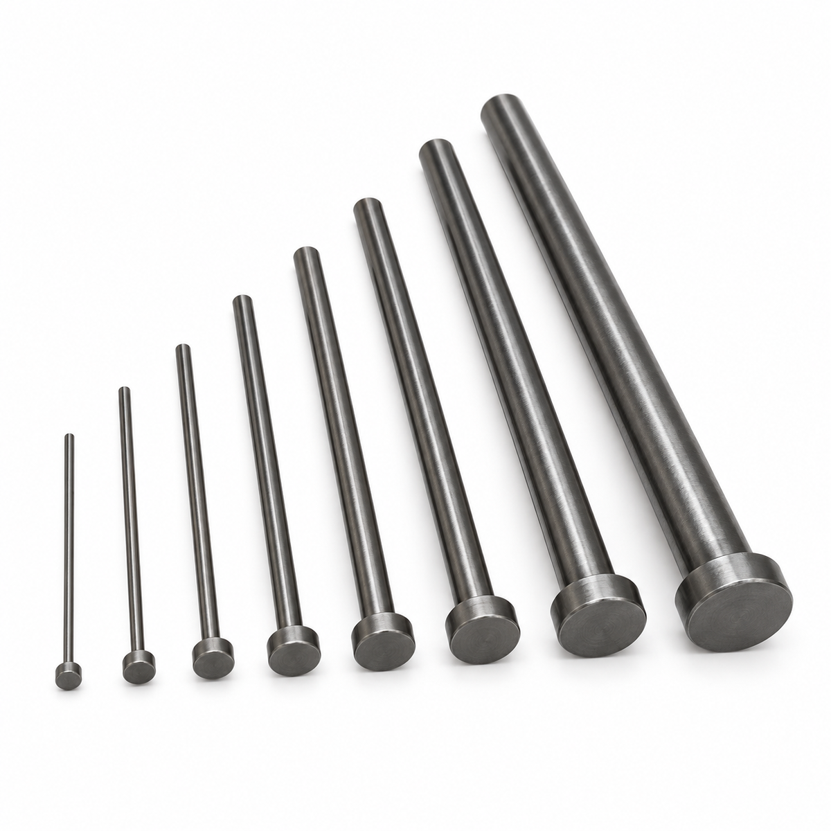 Through-hardened ejector pins in multiple diameters and lengths