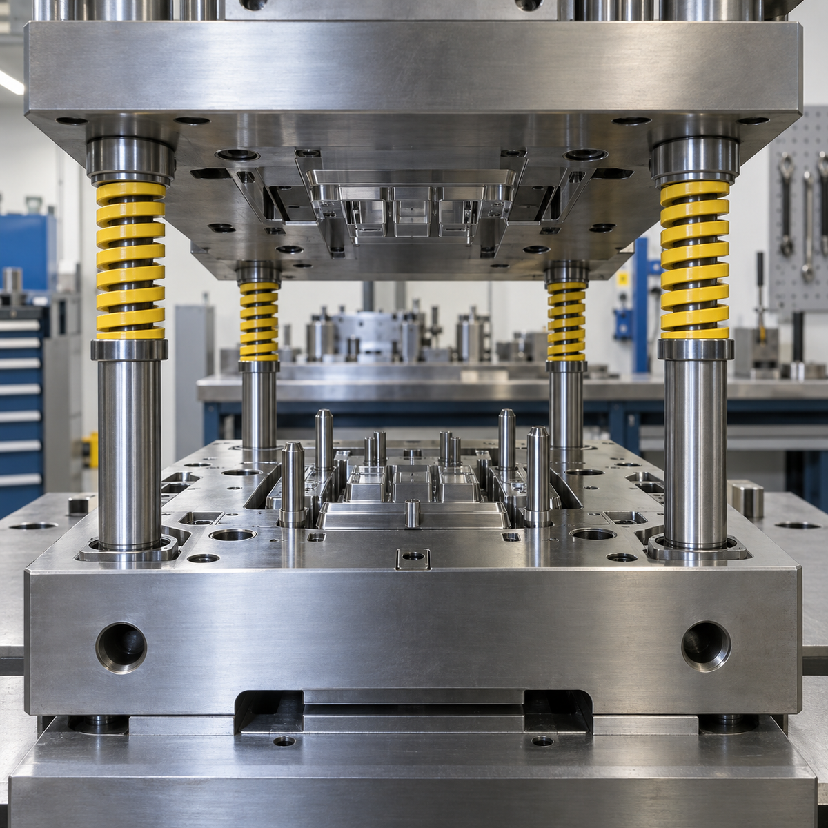 Yellow die springs installed in mold application