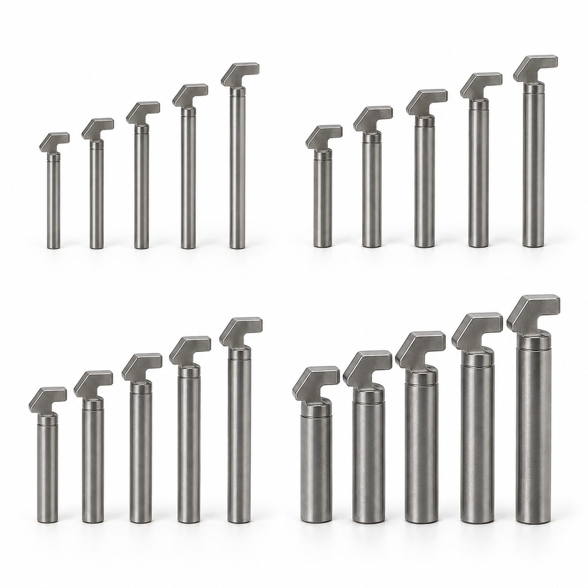 Hardened runner puller pins representative size range